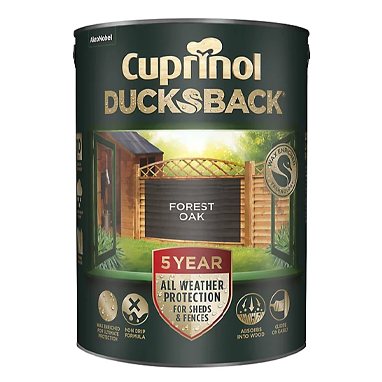 GARDEN & PET SUPPLIES -Cuprinol Ducksback 5Y Fence & Shed FORREST OAK 5 Litre