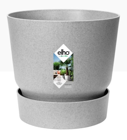 GARDEN & PET SUPPLIES - Elho Greenville Round Pot & Base LIVING CONCRETE 20cm