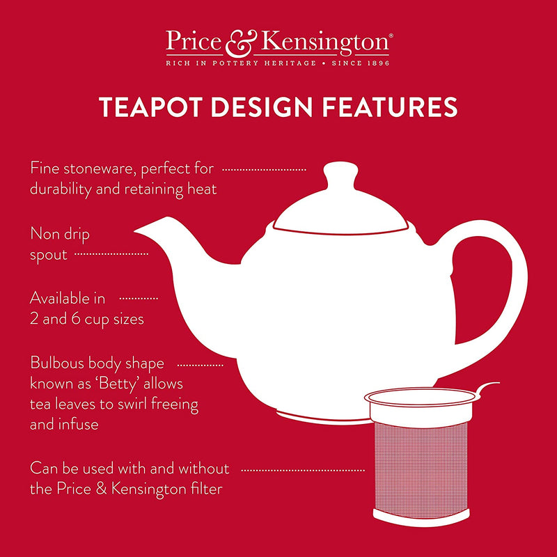 Price & Kensington 2 Cup Glossy Black Teapot: