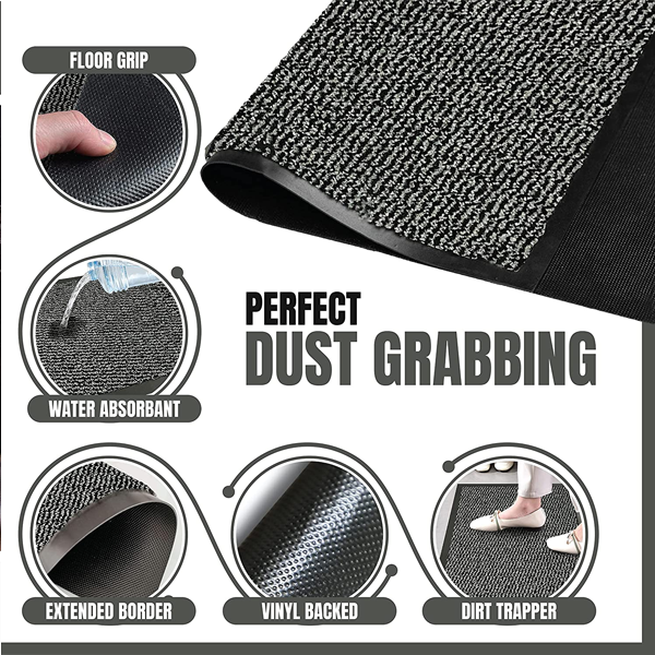 Fixtures Barrier Doorway Door Floor Mat 40cm x 60cm Grey
