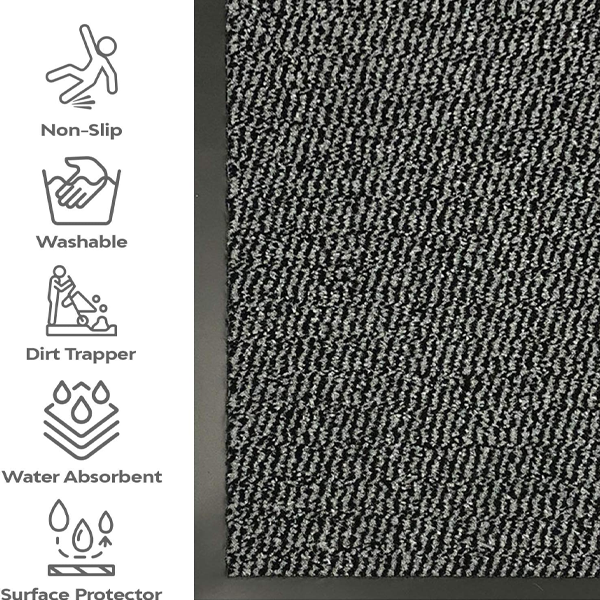 Fixtures Barrier Doorway Door Floor Mat 40cm x 60cm Grey