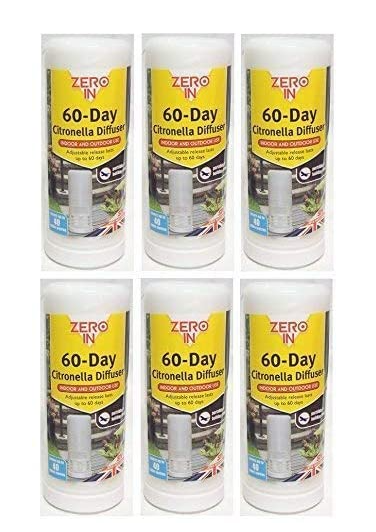 Zero In 60-Day Citronella Diffuser, Portable Insect Control 40m {6 Pack Offer} - Garden & Pet Supplies
