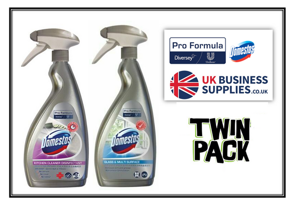 Domestos Pro Formula Glass & Multi Surface Cleaner 750ml & Disinfectant Twin pack - Garden & Pet Supplies