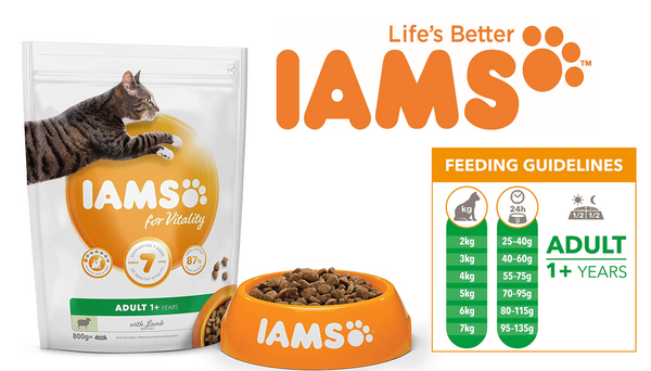 IAMS for Vitality Adult Cat Food Lamb 5 x 800g - Garden & Pet Supplies