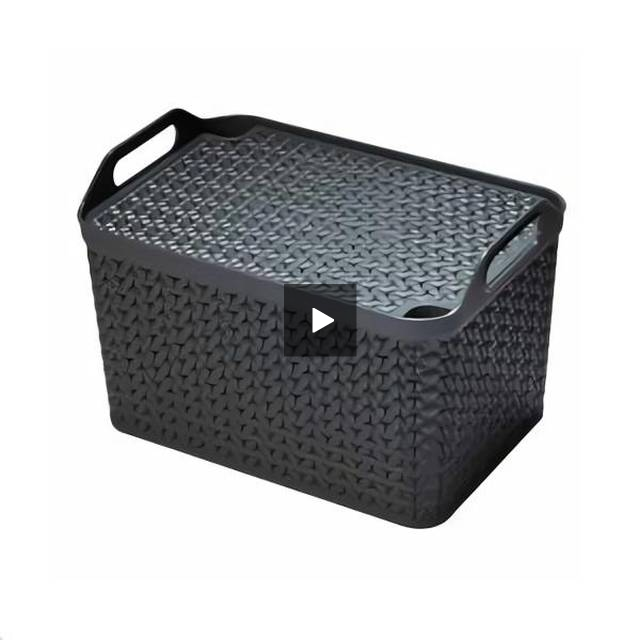 Strata Charcoal Grey Medium Handy Basket With Lid