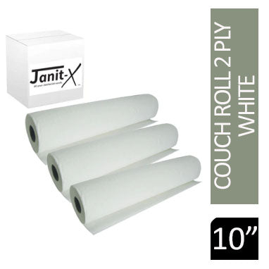 Janit-X 10 Inch White 2 Ply Hygiene Couch Rolls