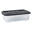 GARDEN & PET SUPPLIES - Strata Curve Clear Plastic Storage Box Under Bed 42 Litre (Black Lid)