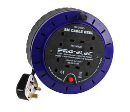 GARDEN & PET SUPPLIES - Fixtures 4 Socket Extension Cable Reel 5m Blue