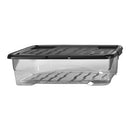 GARDEN & PET SUPPLIES - Strata Curve Clear Plastic Storage Box Under Bed 30 Litre (Black Lid)