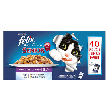 GARDEN & PET SUPPLIES - Felix AGAIL Senior Cat Food Mixed Selection in Jelly 40x100g