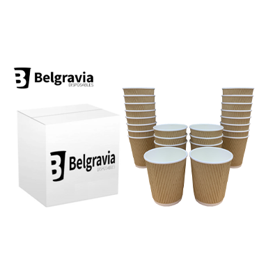 Belgravia 12oz Triple Walled Kraft Ripple Paper Cups 500s - GARDEN & PET SUPPLIES