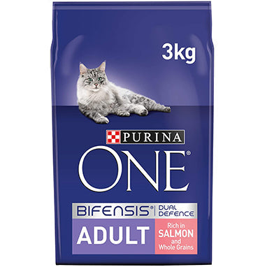 Purina ONE Adult Dry Cat Food Salmon & Wholegrain 4 x 3kg {Full Case Offer} - Garden & Pet Supplies