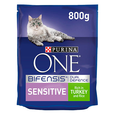 GARDEN & PET SUPPLIES - Purina ONE Sensitive Dry Cat Food Turkey & Rice 800g