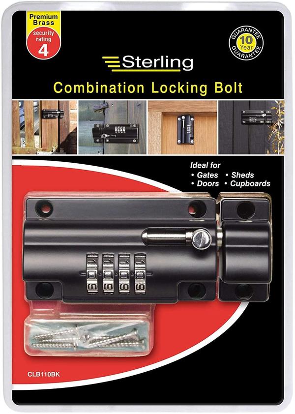 GARDEN & PET SUPPLIES - Sterling CLB110BK 110mm 4 Combination Locking Bolt