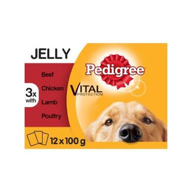 GARDEN & PET SUPPLIES - Pedigree Dog Pouches Mixed Selection in Jelly 12x100g
