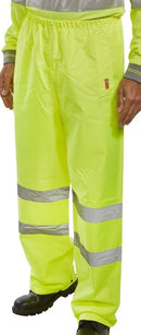BSeen Heavyweight YELLOW PVC Coated Hi-Visibility Trousers with Side Pockets TANSY {All Sizes} - Garden & Pet Supplies