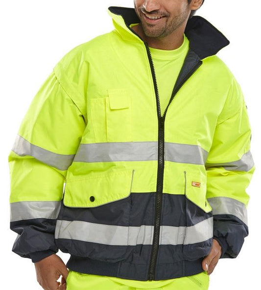 Hi Visibility Europa Bomber Jacket YELLOW {All Sizes} - GARDEN & PET SUPPLIES