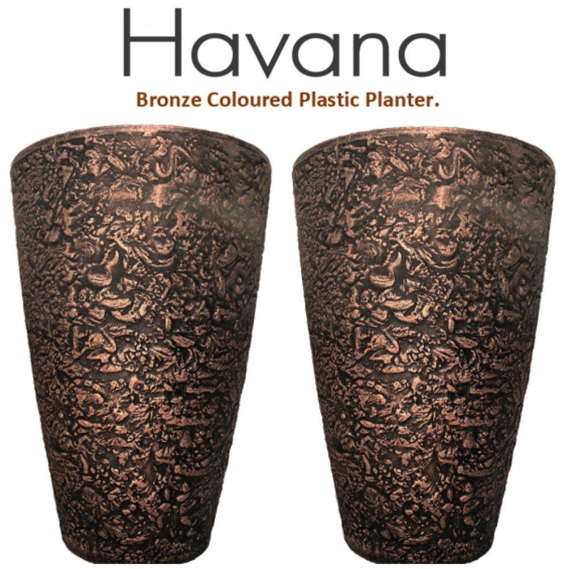 Havana Bronze Coloured Plastic Planter. {48cm x 33cm} - Garden & Pet Supplies