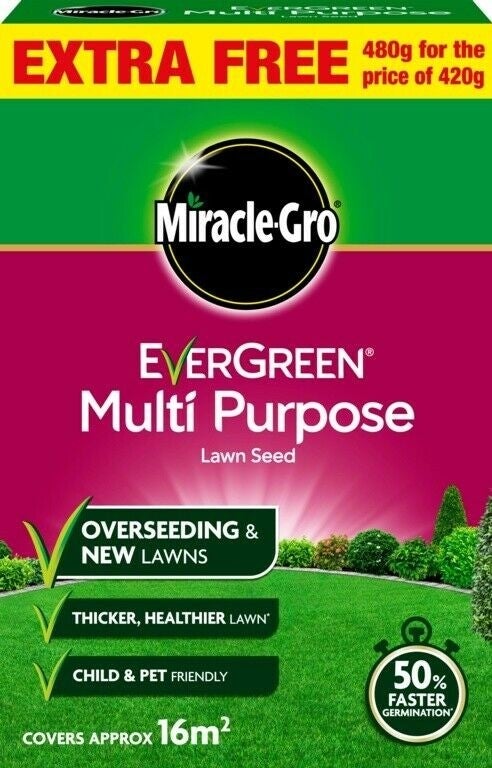 Miracle-Gro® Evergreen Multipurpose Grass & Lawn Seed 480g - GARDEN & PET SUPPLIES