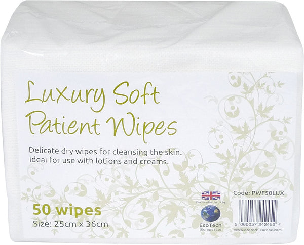 EcoTech Soft Dry Patient Cleansing Wipes Luxury 25x36cm 50's - GARDEN & PET SUPPLIES