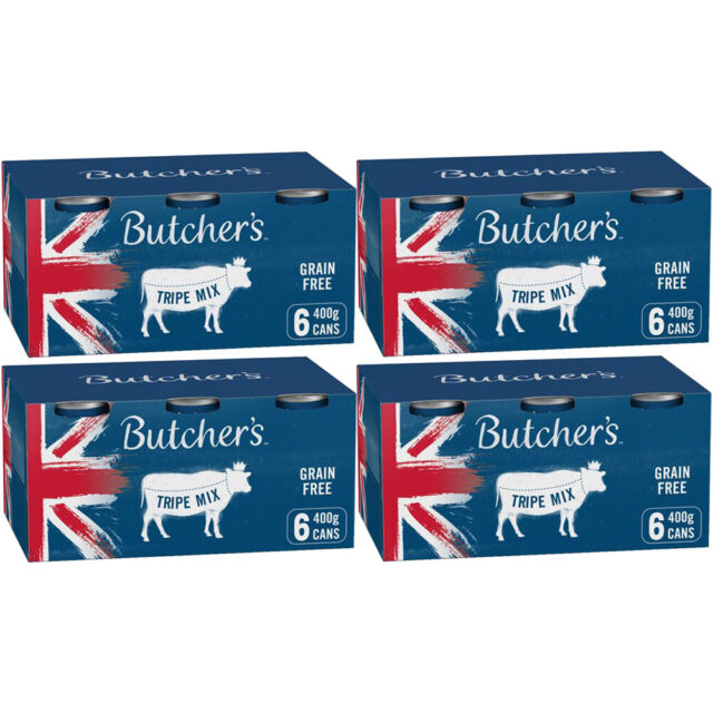 GARDEN & PET SUPPLIES - BUTCHER'S Grain Free Tripe Recipes in Jelly Wet Dog Food Tin Cans Variety pack, 9.6kg (6 - 24 x 400g)