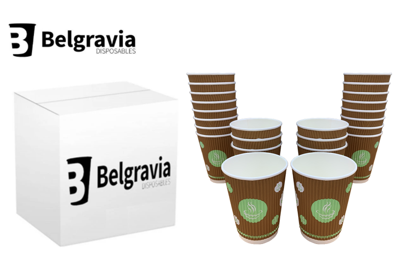 Belgravia 25cl/8oz Biodegradable Brown & Green Ripple Cup (Pack of 25) - Garden & Pet Supplies