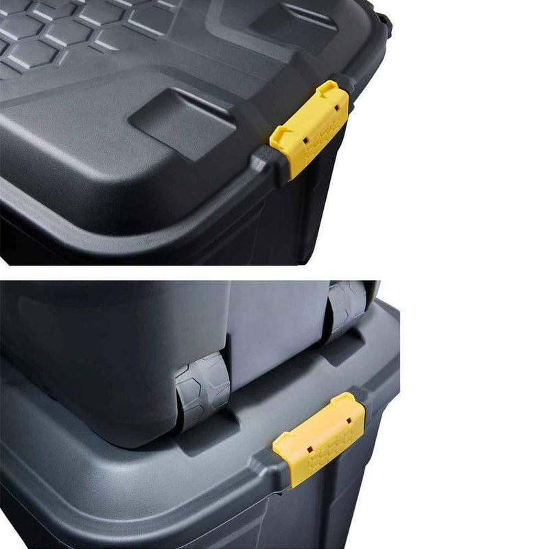 Strata Heavy Duty Storage Trunk On Wheels Black Plastic 145L