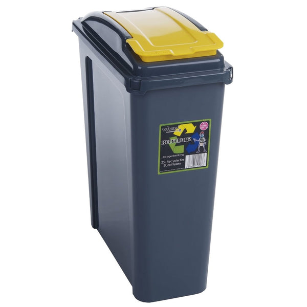 Wham Recycle It Yellow Slimline Bin & Lid 25 Litre - GARDEN & PET SUPPLIES