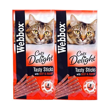 Webbox Cat Treats Tasty Sticks Beef & Rabbit 6 Sticks {12 Packs} - Garden & Pet Supplies